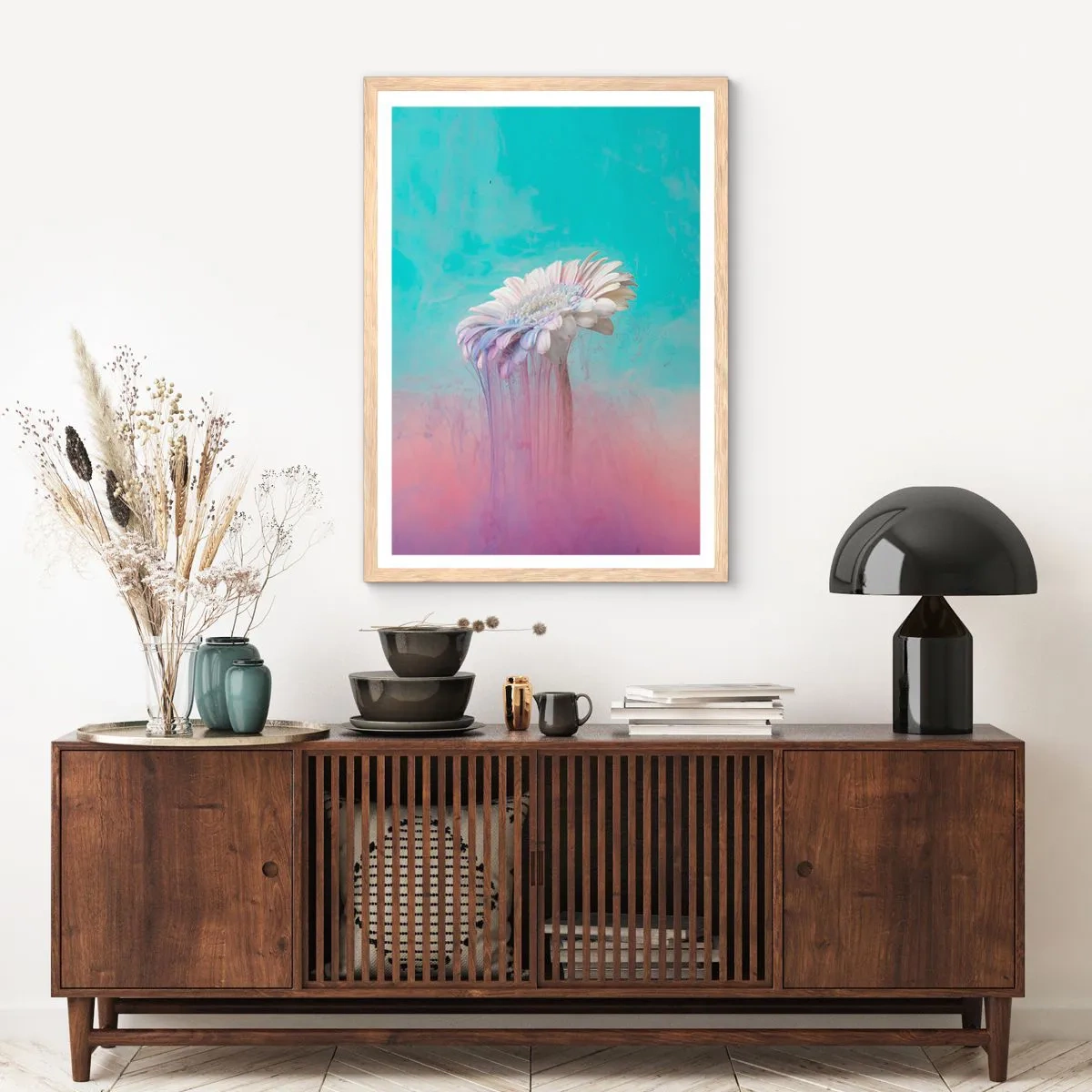 Poster in einem Rahmen aus heller Eiche - Blumenunterwelt - 61x91 cm