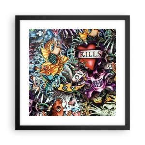 Poster in einem schwarzem Rahmen - Der Traum des Tätowierers - 40x40 cm