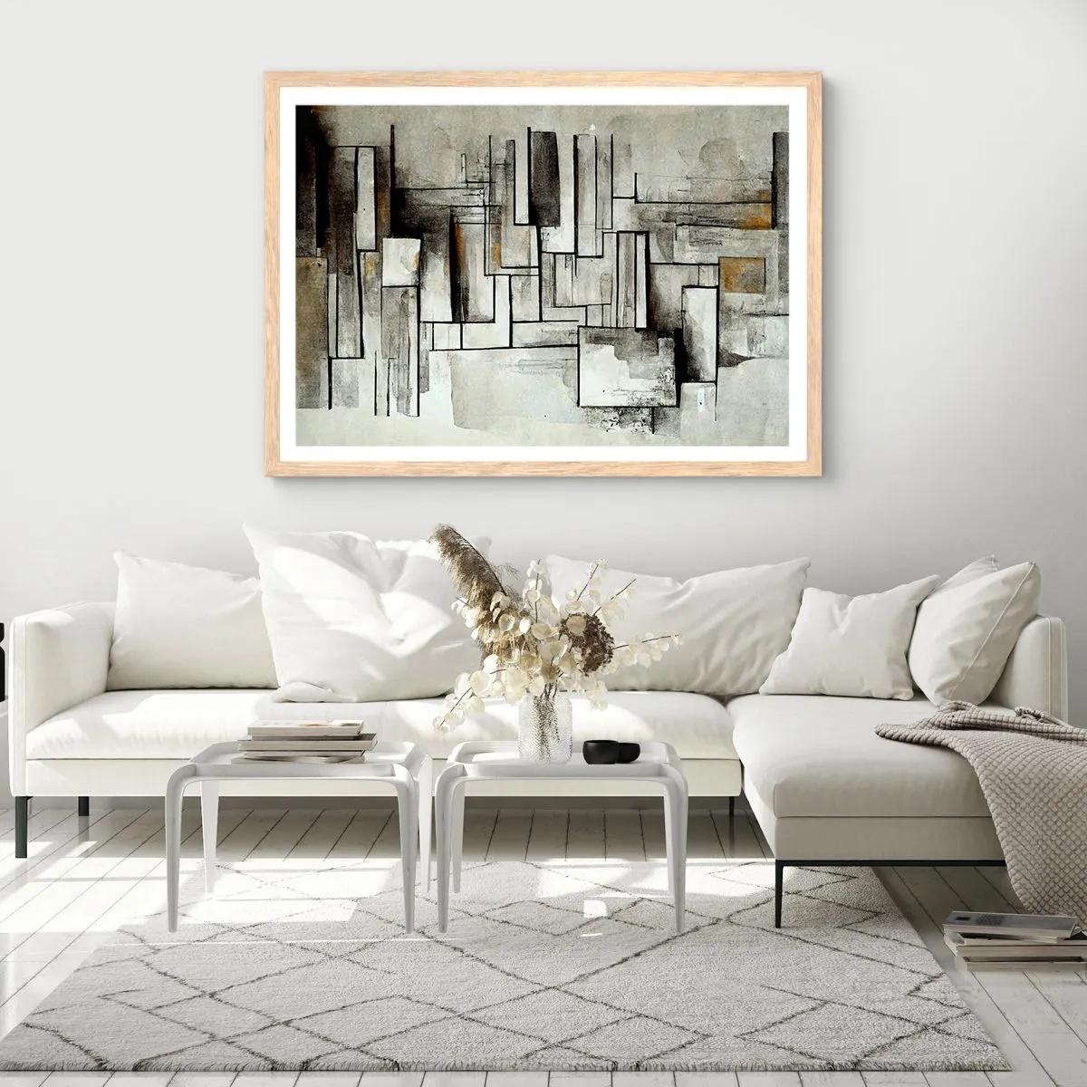 Poster in einem Rahmen aus heller Eiche - Kraft der Einfachheit - 100x70 cm