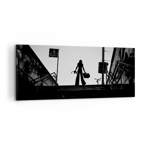 Bild auf Leinwand - Leinwandbild - Städtisches Wandern - 100x40 cm