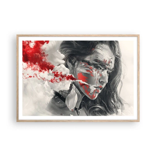 Poster in einem Rahmen aus heller Eiche - Im Dunst der Absurdität - 100x70 cm