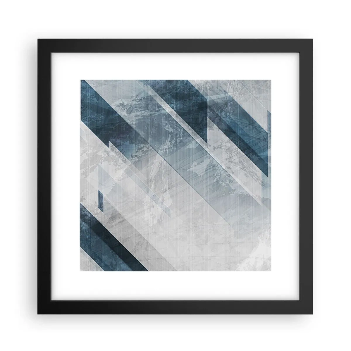 Poster in einem schwarzem Rahmen - Räumliche Komposition - graue Bewegung - 30x30 cm