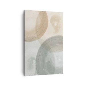 Bild auf Leinwand - Leinwandbild - Abstrakte Komposition in Pastellfarben mit Linien - 80x120cm - Welten durchdringen - Moderne Wanddekoration für Wohnzimmer und Schlafzimmer ARTTOR