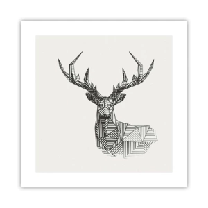 Poster - Ein Hirsch im kubistischen Stil - 40x40 cm
