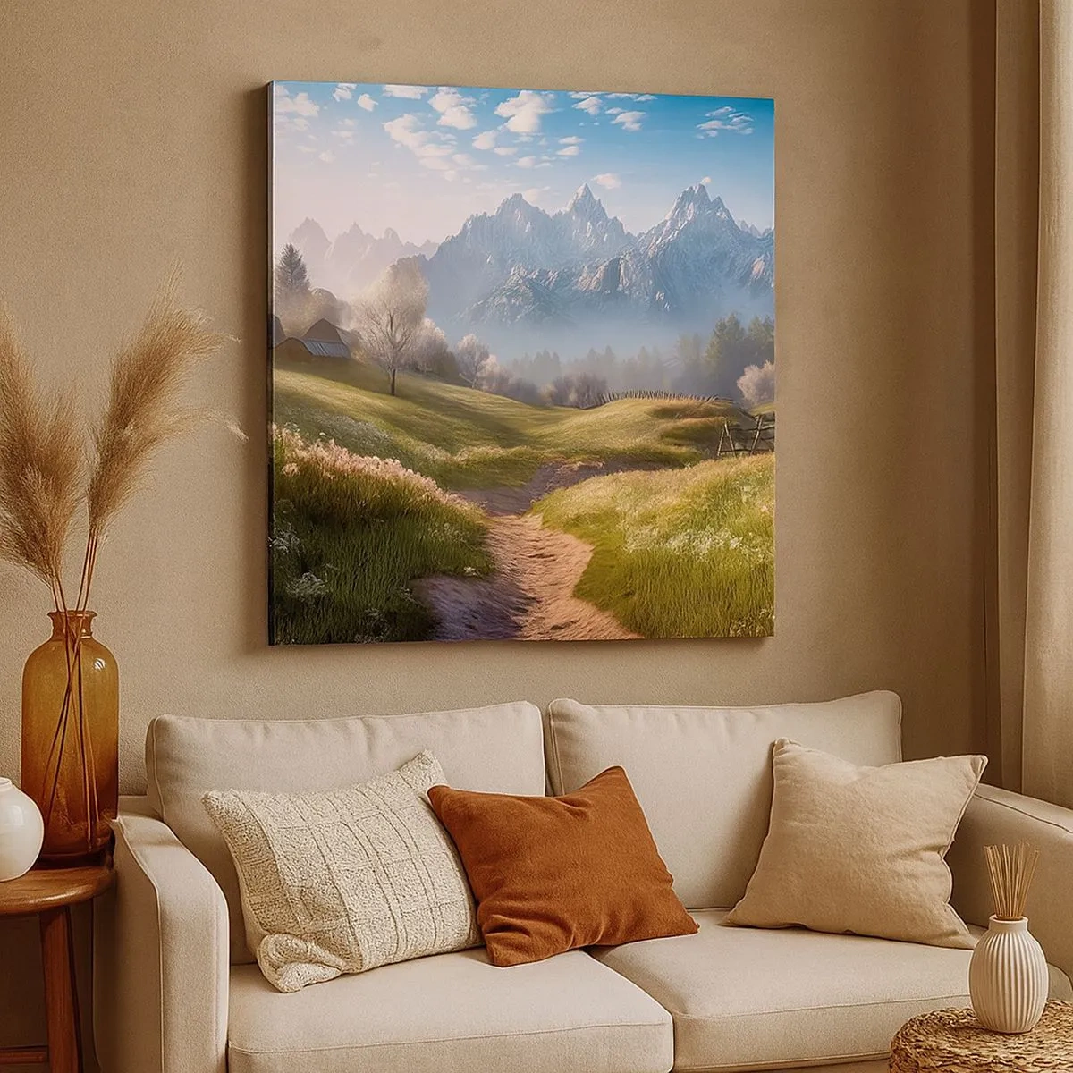 Bild auf Leinwand - Leinwandbild - Idyllisches Tal - 30x30 cm