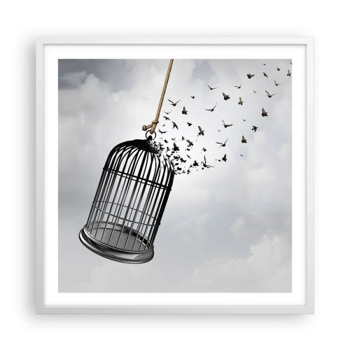 Poster in einem weißen Rahmen - Glaube ... Hoffnung ... Freiheit! - 60x60 cm