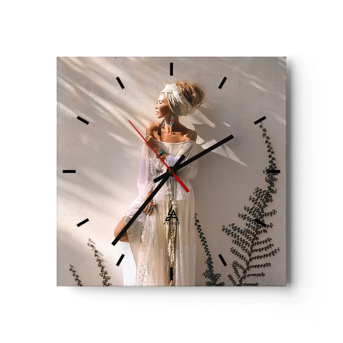 Wanduhr - Glasuhr - Die Sonne und das Mädchen - 40x40 cm