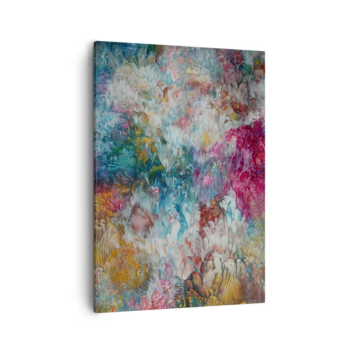 Bild auf Leinwand - Leinwandbild - Eine farbenfrohe Abstraktion, die an blühende Blumen erinnert - 50x70cm - In voller Blüte - Moderne Wanddekoration für Wohnzimmer und Schlafzimmer ARTTOR