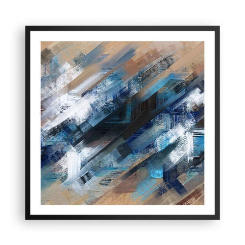Poster in einem schwarzem Rahmen - Auf einer blauen Diagonale - 60x60 cm
