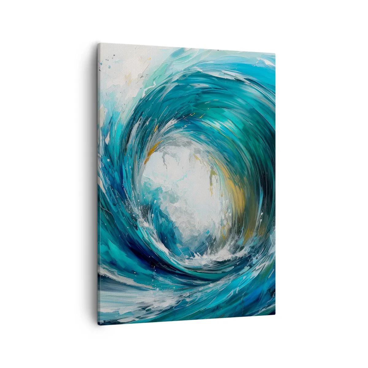 Bild auf Leinwand - Leinwandbild - Eine dynamische Welle in Blau- und Türkistönen - 50x70cm - Meeresportal - Moderne Wanddekoration für Wohnzimmer und Schlafzimmer ARTTOR