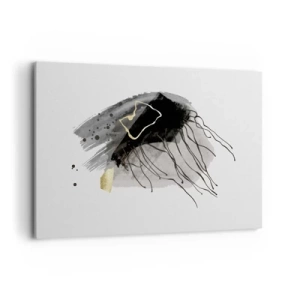 Bild auf Leinwand - Leinwandbild - Eine abstrakte Komposition mit Akzenten in Schwarz und Gold. - 120x80cm - In Schwarz und Gold - Moderne Wanddekoration für Wohnzimmer und Schlafzimmer ARTTOR
