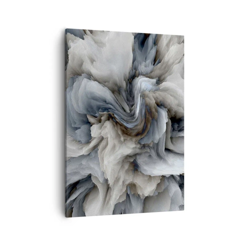 Bild auf Leinwand - Leinwandbild - Abstrakter Wirbel in Grau- und Blautönen - 50x70cm - Stein und Blume - Moderne Wanddekoration für Wohnzimmer und Schlafzimmer ARTTOR