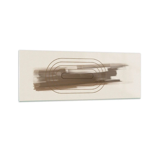 Glasbild - Bild auf glas - Eine minimalistische Komposition in Beige- und Grautönen mit geometrischem Muster - 140x50cm - Ein Hauch von Grau - Moderne Wanddekoration für Wohnzimmer und Schlafzimmer ARTTOR