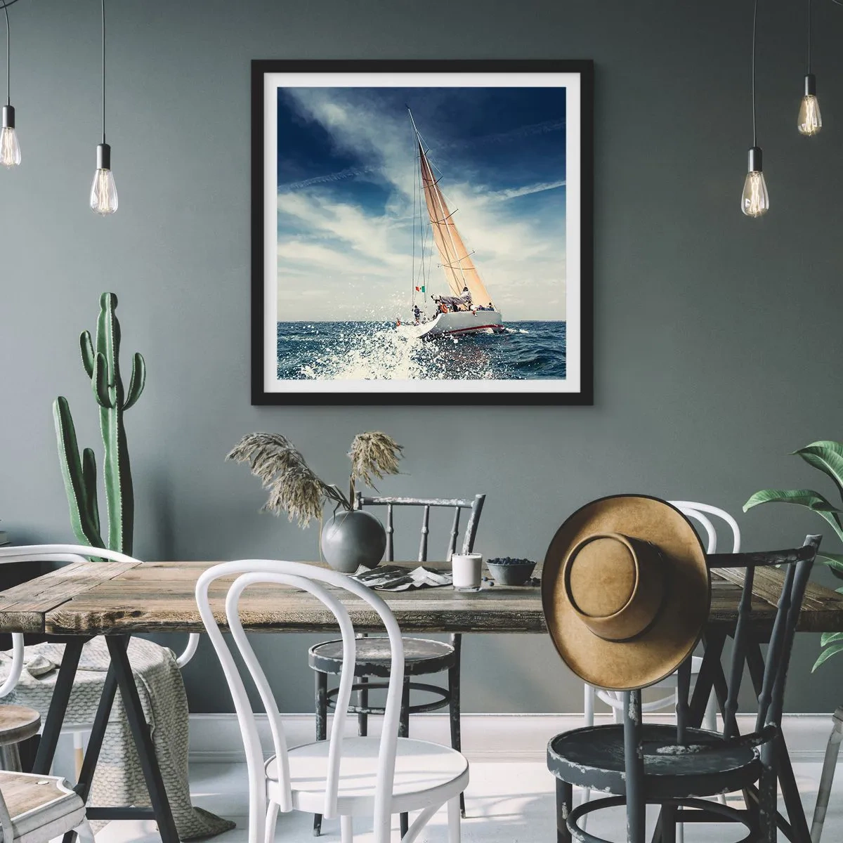 Poster in einem schwarzem Rahmen - Sie werden uns nicht einholen! - 50x50 cm