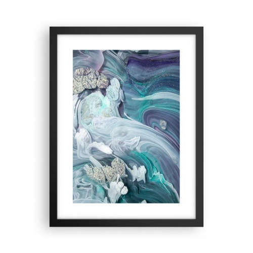 Poster in einem schwarzem Rahmen - Strömungen von Himmelblau - 30x40 cm