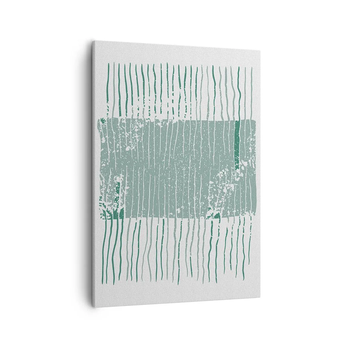 Bild auf Leinwand - Leinwandbild - Geometrisches Muster in Meeresgrün- und Weißtönen - 50x70cm - Marine Abstraktion - Moderne Wanddekoration für Wohnzimmer und Schlafzimmer ARTTOR