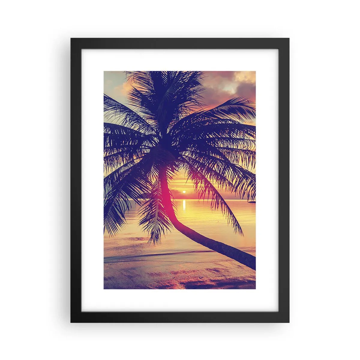 Poster in einem schwarzem Rahmen - Abend unter Palmen - 30x40 cm