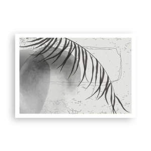 Poster - Ein zartes Palmblattmotiv auf hellem Untergrund im skandinavischen Stil. - 100x70cm - Subtile Exotik der Natur - Moderne Wanddekoration für Wohnzimmer und Schlafzimmer ARTTOR