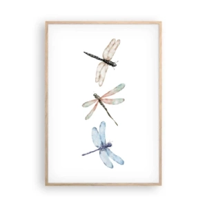 Poster in einem Rahmen aus heller Eiche - Schwerelose Libellen - 70x100 cm