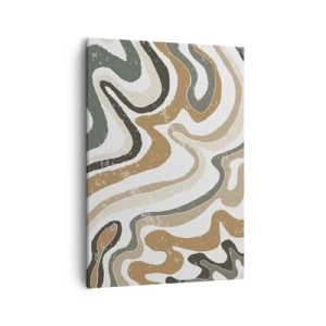 Bild auf Leinwand - Leinwandbild - Erdige Muster in Braun- und Grüntönen - 50x70cm - Mäander in Erdfarben - Moderne Wanddekoration für Wohnzimmer und Schlafzimmer ARTTOR