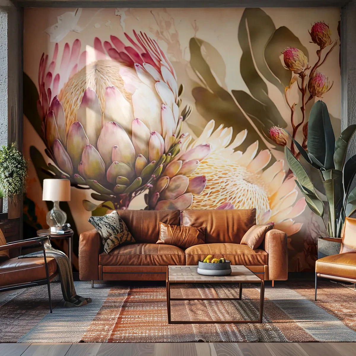 Fototapete Premium Sand - Zärtlich umarmt - Blumen, Pflanzen, Botanik - 400x280 cm