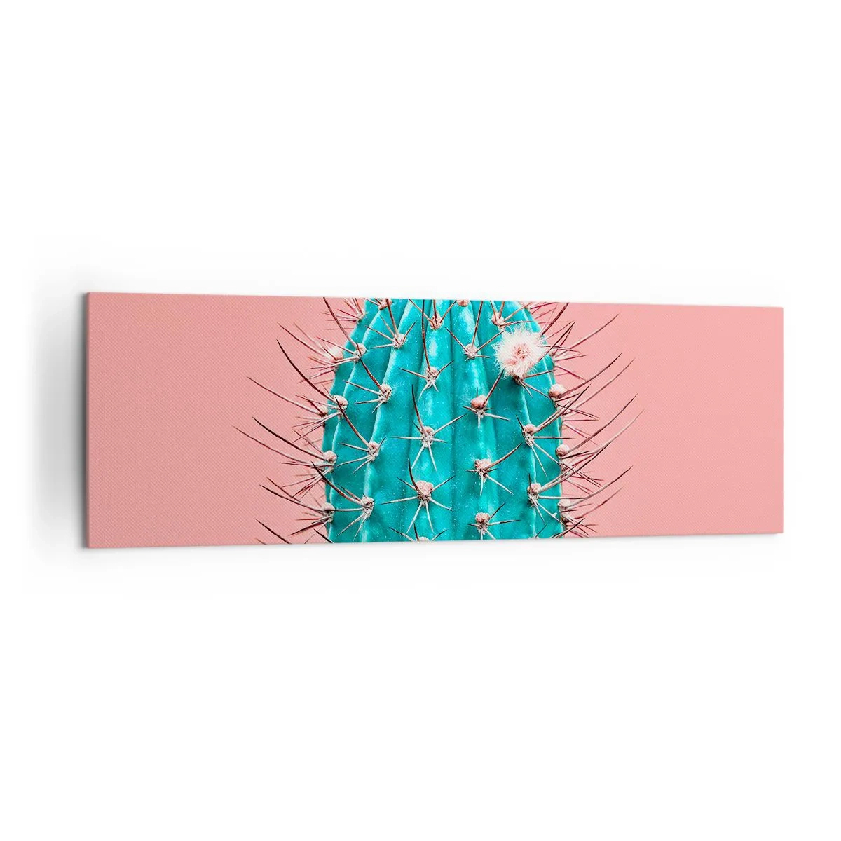 Bild auf Leinwand - Leinwandbild - Eine künstlerische Interpretation eines Kaktus auf rosa Hintergrund - 160x50cm - Schau einfach hin - Moderne Wanddekoration für Wohnzimmer und Schlafzimmer ARTTOR