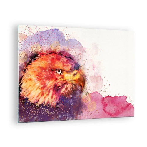 Glasbild - Bild auf glas - Aquarellporträt eines Adlers in intensiven Farben - 70x50cm - Du willst nicht wissen, woran ich denke - Moderne Wanddekoration für Wohnzimmer und Schlafzimmer ARTTOR