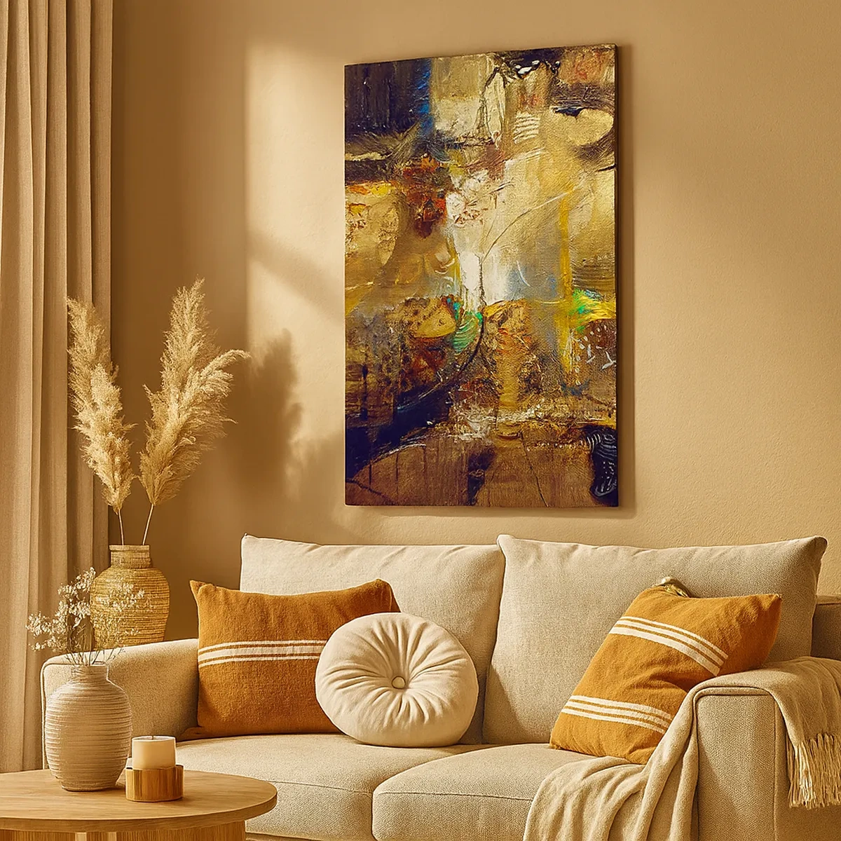 Bild auf Leinwand - Leinwandbild - Abstraktes Stillleben in warmen Farben - 50x70cm - Kalt, wärmer, heiß - Moderne Wanddekoration für Wohnzimmer und Schlafzimmer ARTTOR