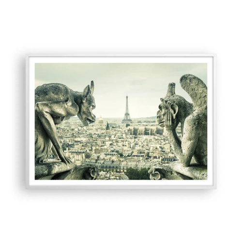 Poster in einem weißen Rahmen - Pariser Plaudern - 100x70 cm