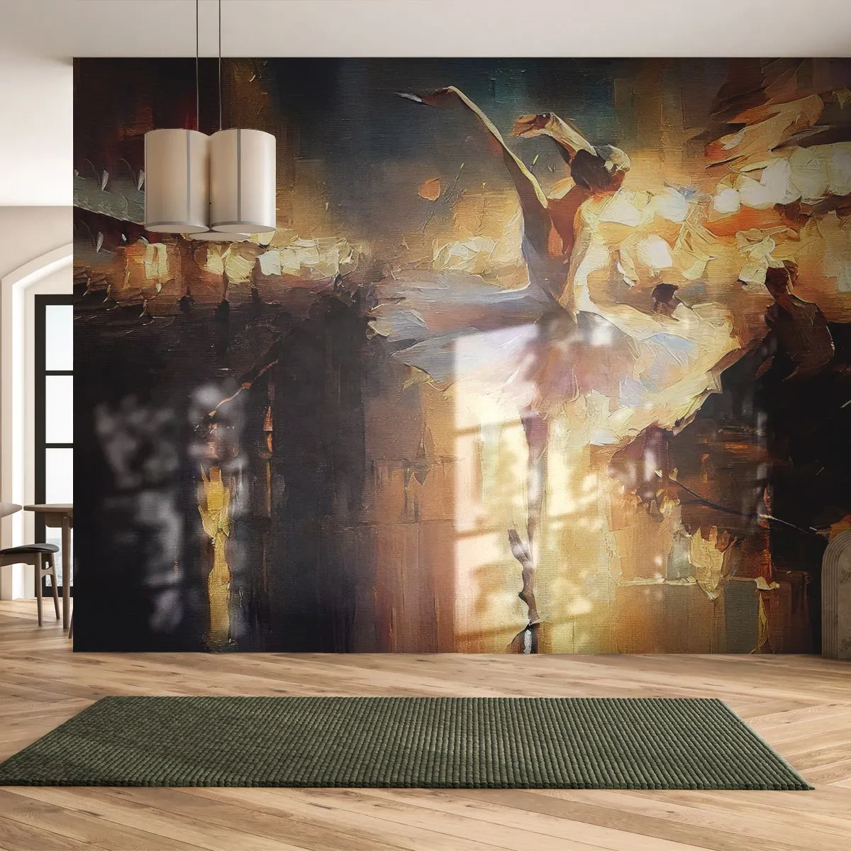 Fototapete Premium Sand - Wunder auf der Straße - Ballerina, Tanzen, Ölfarbe - 500x350 cm