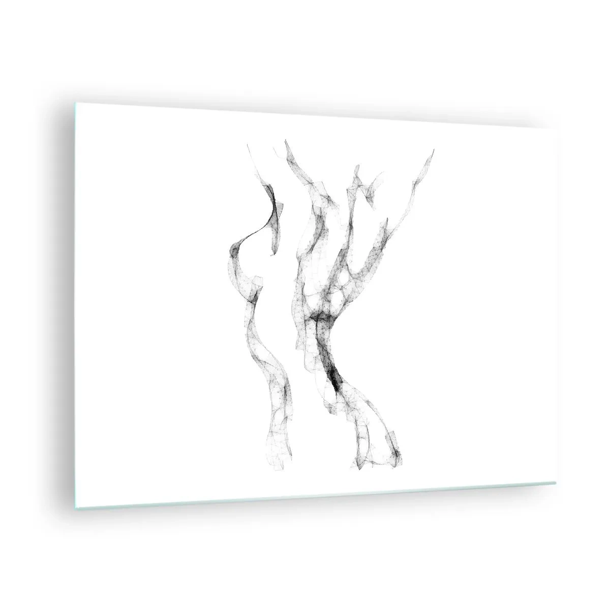 Glasbild - Bild auf glas - Abstrakte weibliche Umrisse aus schwarzen, rauchigen Linien - 70x50cm - Schön und stark - Moderne Wanddekoration für Wohnzimmer und Schlafzimmer ARTTOR