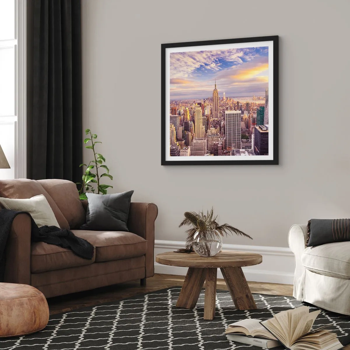 Poster in einem schwarzem Rahmen - Nur nach den Wolken greifen - 60x60 cm