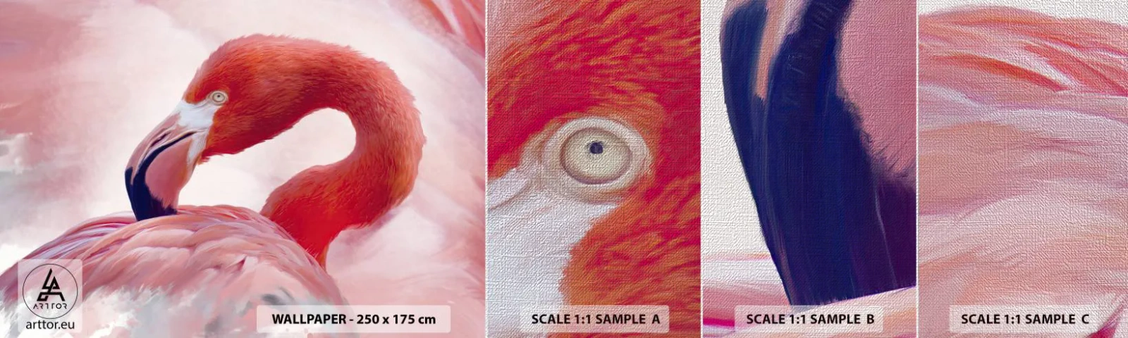 Fototapeten Muster Premium Canvas - Vogel Schönheit - Flamingo, Vogel, Natur - 100x30 cm