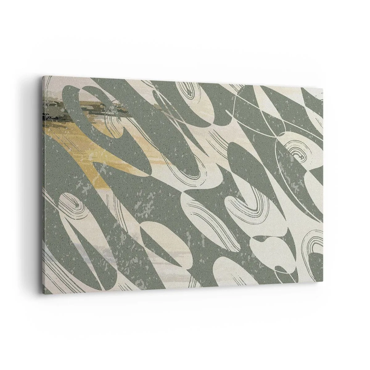 Bild auf Leinwand - Leinwandbild - Dynamische Formen in Grün- und Goldtönen - 120x80cm - Rhythmische Abstraktion - Moderne Wanddekoration für Wohnzimmer und Schlafzimmer ARTTOR