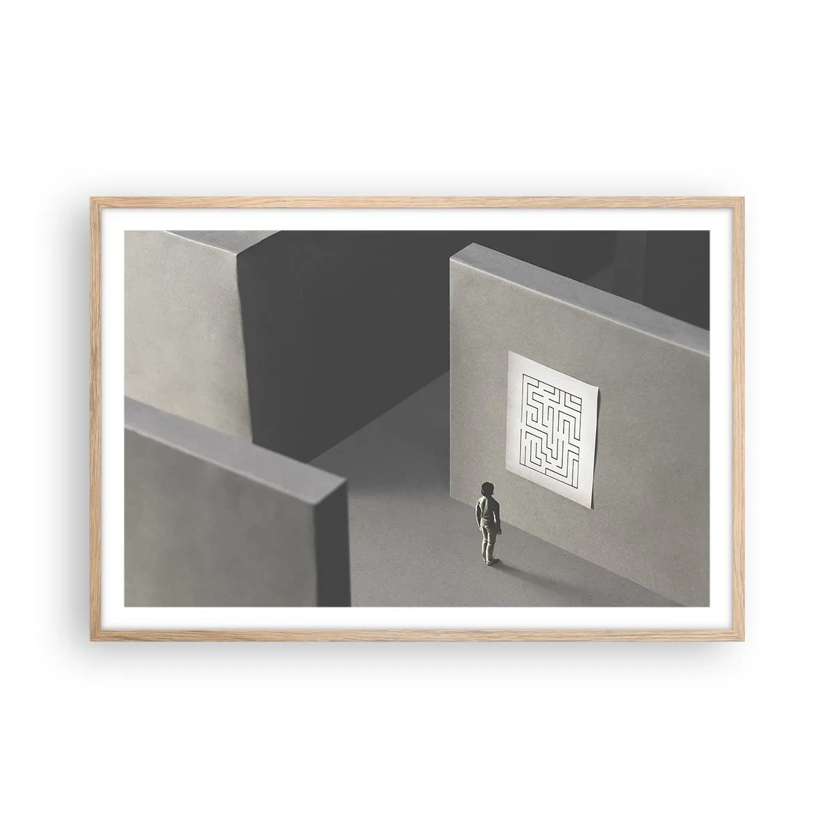 Poster in einem Rahmen aus heller Eiche - Aber wo bin ich? - 91x61 cm