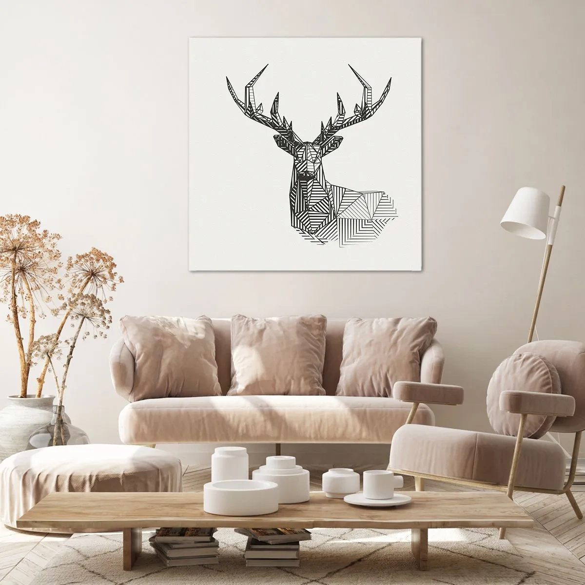 Bild auf Leinwand - Leinwandbild - Ein Hirsch im kubistischen Stil - 70x70 cm