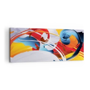 Bild auf Leinwand - Leinwandbild - Bunte Abstraktion mit dynamischen Linien und lebendigen Farben - 120x50cm - Der Tanz der Elemente - Moderne Wanddekoration für Wohnzimmer und Schlafzimmer ARTTOR