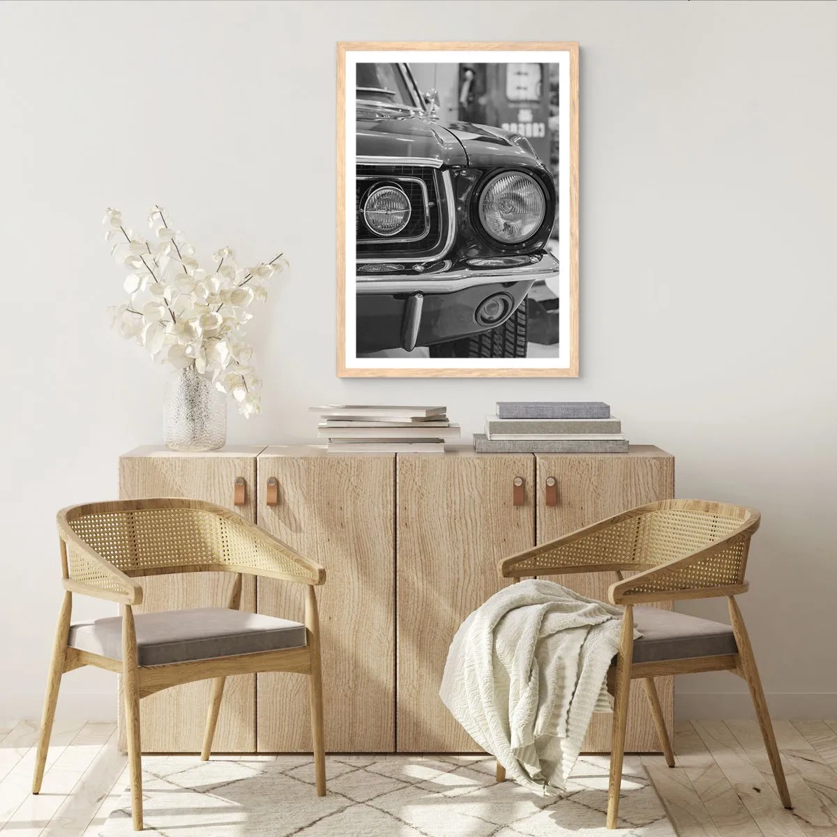 Poster in einem Rahmen aus heller Eiche - Wilder Ritt - 70x100 cm