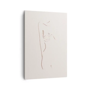 Bild auf Leinwand - Leinwandbild - Eine subtile Strichzeichnung einer Silhouette vor einem hellen Hintergrund - 70x100cm - Die Form des Verlangens - Moderne Wanddekoration für Wohnzimmer und Schlafzimmer ARTTOR