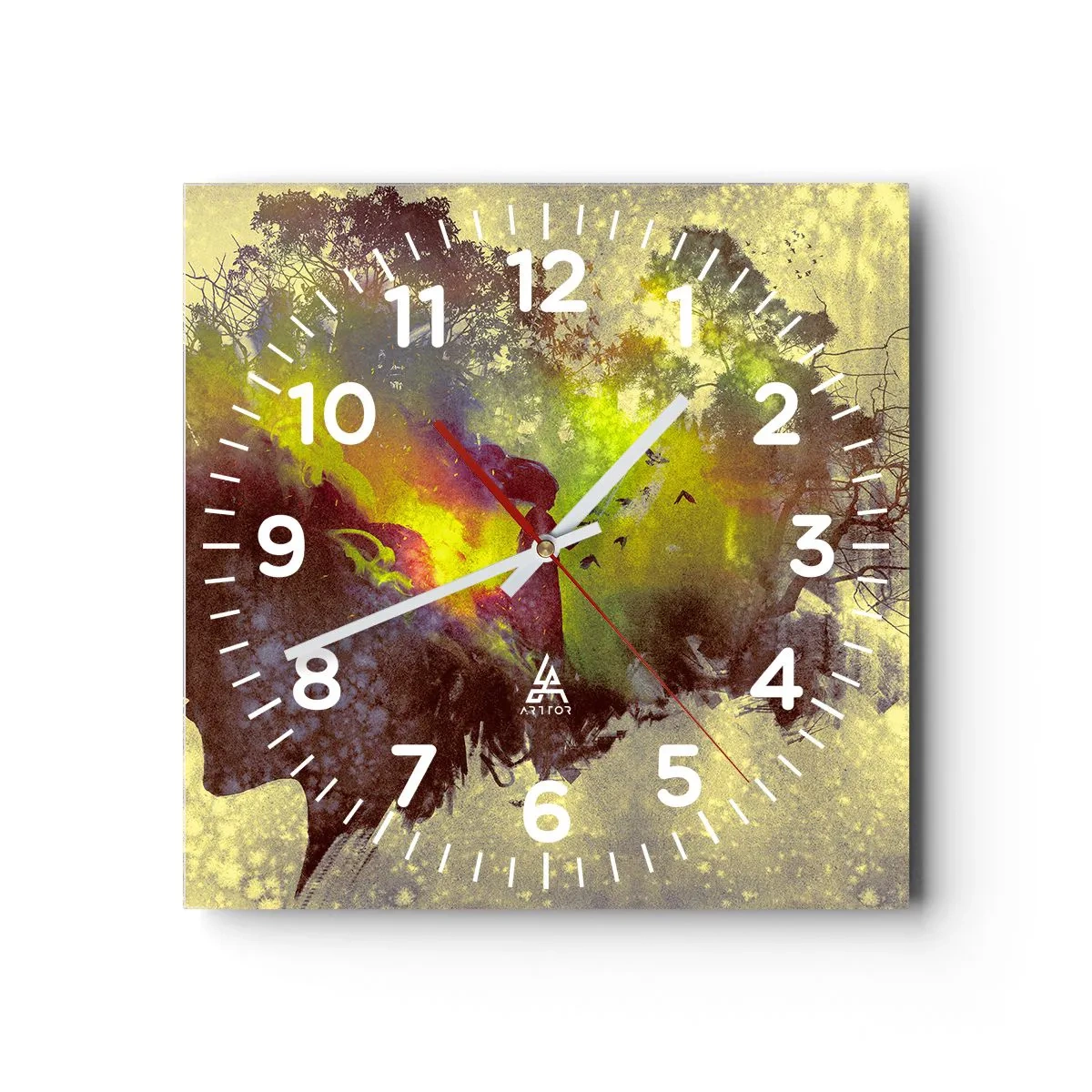 Wanduhr - Glasuhr - Mutter Natur - 30x30 cm