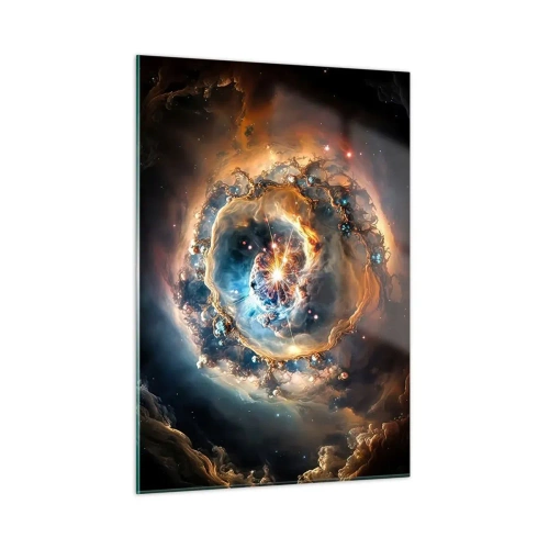 Glasbild - Bild auf glas - Eine kosmische Explosion im Zentrum eines galaktischen Wirbels - 50x70cm - Anfang - Moderne Wanddekoration für Wohnzimmer und Schlafzimmer ARTTOR