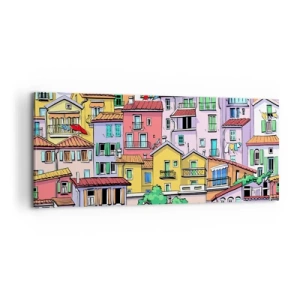 Bild auf Leinwand - Leinwandbild - Lustige Stadt - 100x40 cm