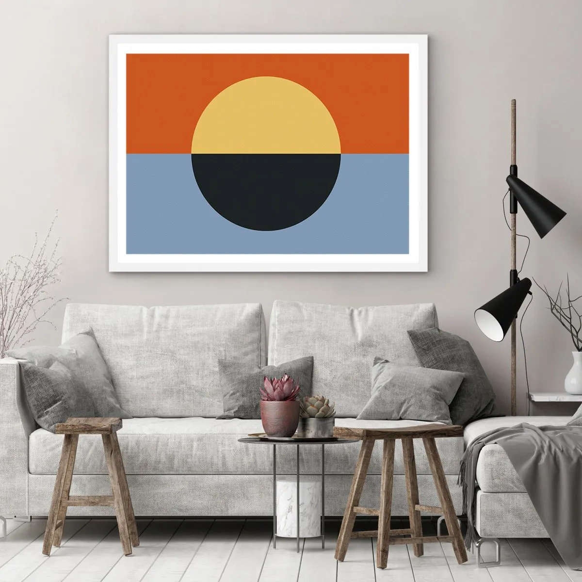 Poster in einem weißen Rahmen - Eine Komposition aus Wärme und Kühle - 70x50 cm