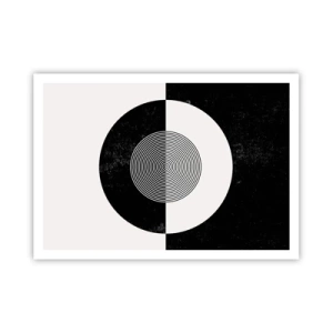 Poster - Grafisches Muster in kontrastierendem Schwarz und Weiß - 100x70cm - Harmonie in Schwarz und Weiß - Moderne Wanddekoration für Wohnzimmer und Schlafzimmer ARTTOR