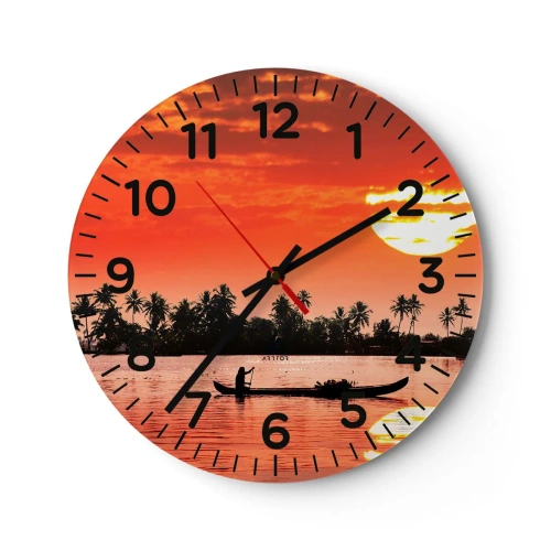 Wanduhr - Glasuhr - Die Ruhe der Tropen bei Sonnenuntergang - 40x40 cm