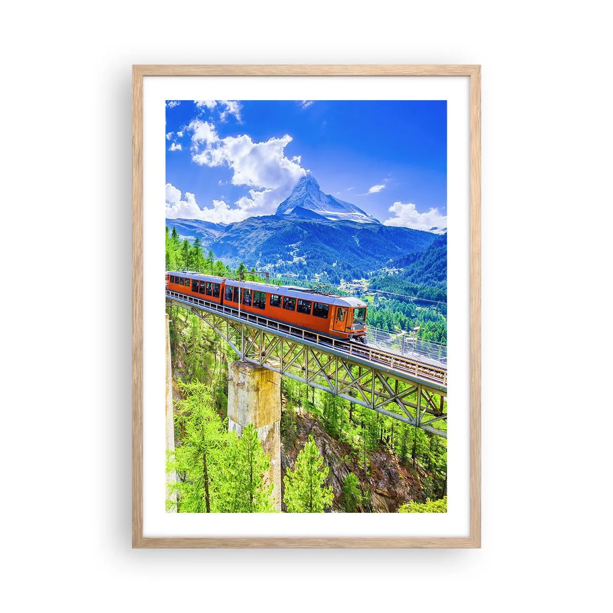 Poster in einem Rahmen aus heller Eiche - Jetzt sind Alpen dran - 50x70 cm
