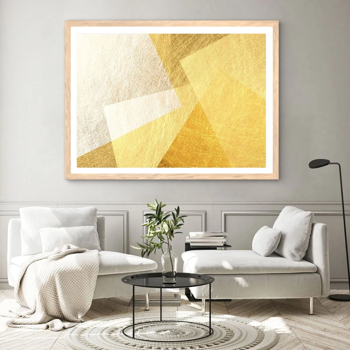Poster in einem Rahmen aus heller Eiche - Geometriewetter - 50x40 cm