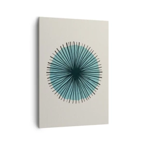 Bild auf Leinwand - Leinwandbild - Abstrakte Kreisform mit blauen Strahlen - 50x70cm - Strahlend im Blau - Moderne Wanddekoration für Wohnzimmer und Schlafzimmer ARTTOR