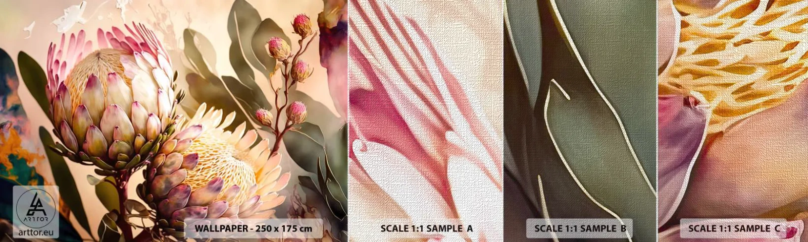 Fototapeten Muster Premium Canvas - Zärtlich umarmt - Blumen, Pflanzen, Botanik - 100x30 cm