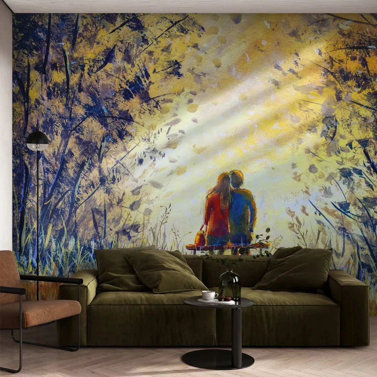 Fototapete Standard Eco - Magischer Augenblick - Liebespaar, Park, Natur - 200x140 cm